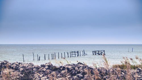 Scenic view of sea against clear sky