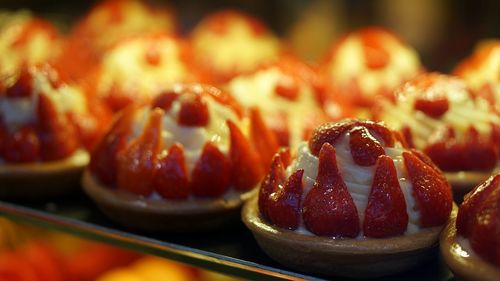 Detail shot of strawberry tarts