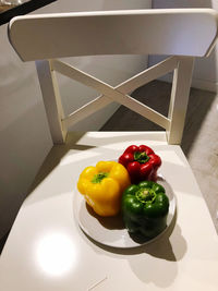 High angle view of fruits and vegetables on table