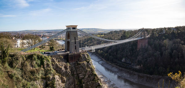 Suspension bridge against sky