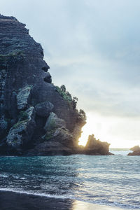 Scenic view of sea against sky at sunset