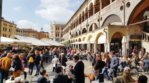 Tourists at street market