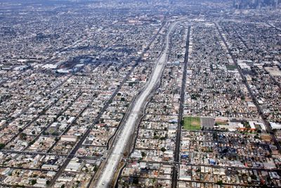 High angle view of traffic on city street