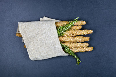 High angle view of food on table