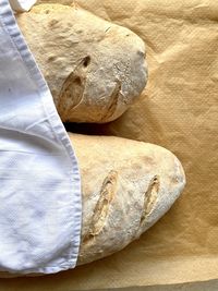 High angle view of bread on table