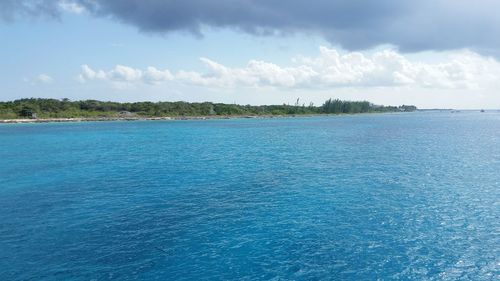 Scenic view of sea against cloudy sky