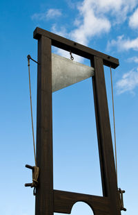 Scaffold with sharp blade against the blue sky