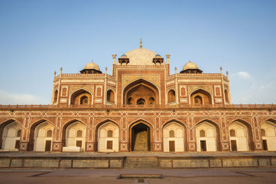 Low angle view of historic building against clear sky