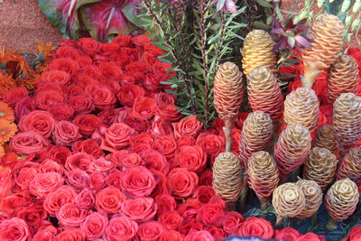 Full frame shot of multi colored flowers for sale