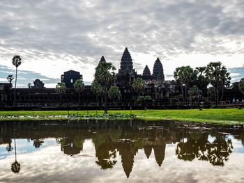 Reflection of buildings in lake