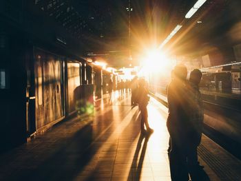 Blurred motion of people in city