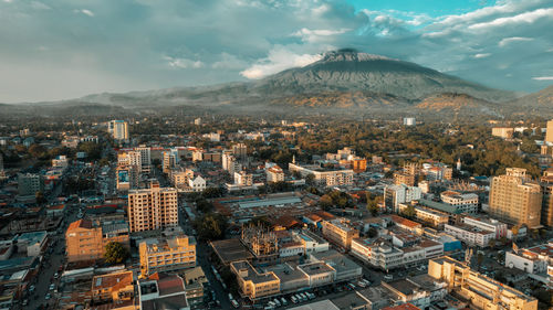 Aerial view of the arusha city, tanzania