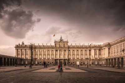 Facade of historic building against sky