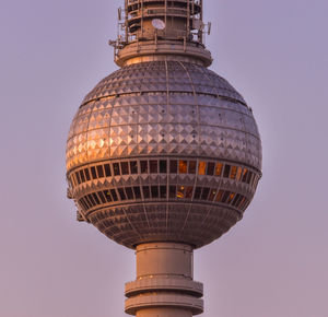 Low angle view of fernsehturm against clear sky