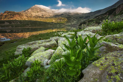 Scenic view of mountains against sky