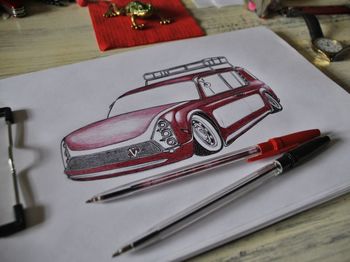 High angle view of pen on table