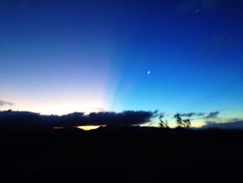 Silhouette of blue sky at night