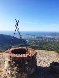 View of sea against mountain range