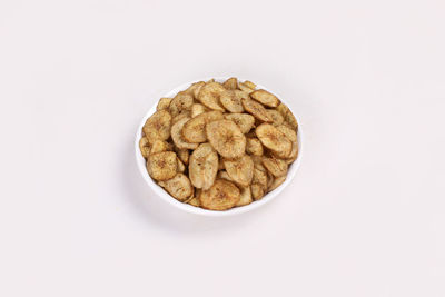 High angle view of fruits against white background