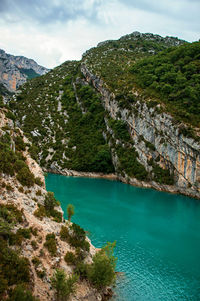 Cliffs on the verdon river near the lake of sainte-croix, in the french provence.
