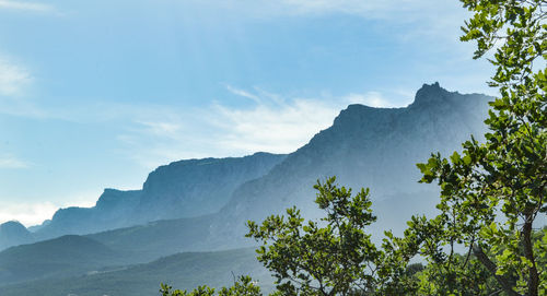 Scenic view of mountains against sky