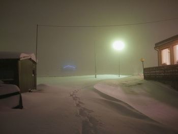 Illuminated lamp at night