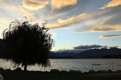 Scenic view of mountains at sunset