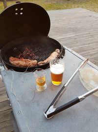 High angle view of food on table