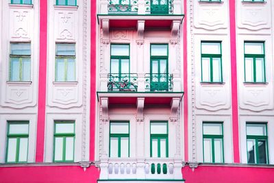 Low angle view of multi colored building