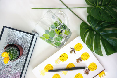 High angle view of plants growing on table