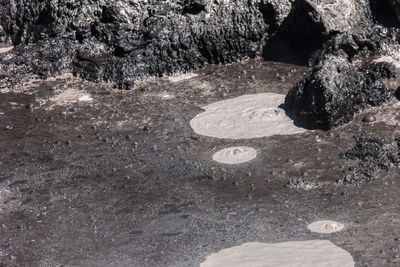 High angle view of rock formation in water