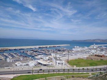 High angle view of beach against sky