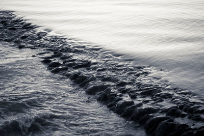 Close-up of snow on beach