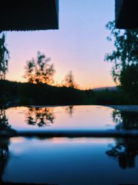 Scenic view of lake against sky at sunset