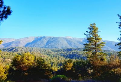 Scenic view of mountains against clear sky