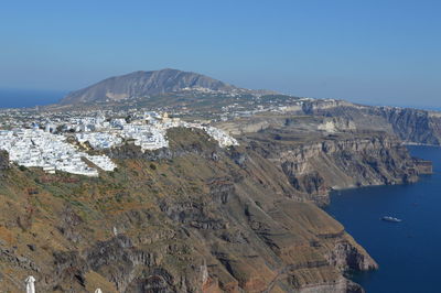 Aerial view of landscape against clear sky