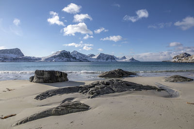 Scenic view of beach against sky