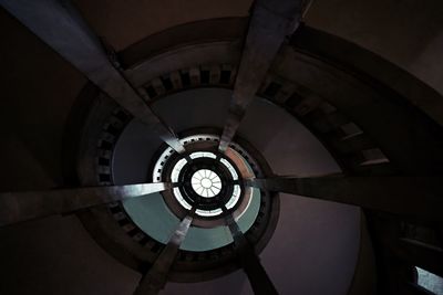 Directly below shot of spiral staircase in building