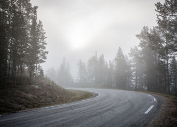 Curvy road a foggy and cold morning