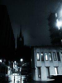 Low angle view of building at night