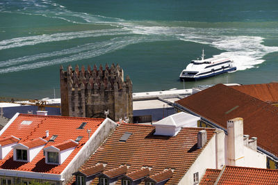 High angle view of residential buildings