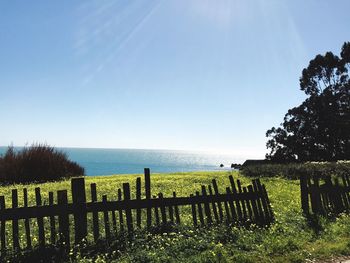 Scenic view of sea against clear sky