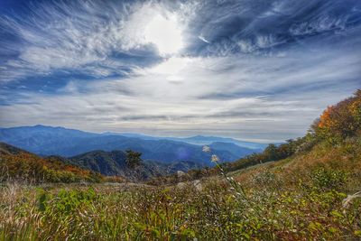 Scenic shot of calm countryside lake against mountain range