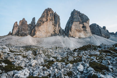 Panoramic view of rocky mountains against sky