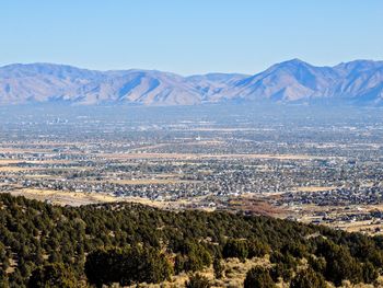 View of the salt lake valley and wasatch front desert mountains 