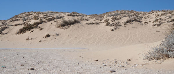 Scenic view of desert against clear sky