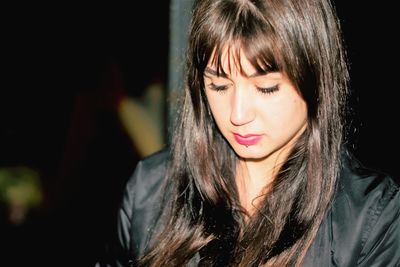 Close-up portrait of a beautiful young woman