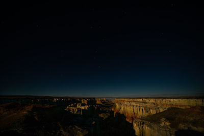 Scenic view of landscape against sky at night