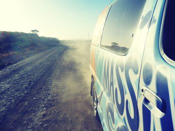 Close-up of car against clear sky