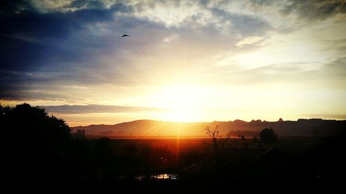 Silhouette of landscape at sunset